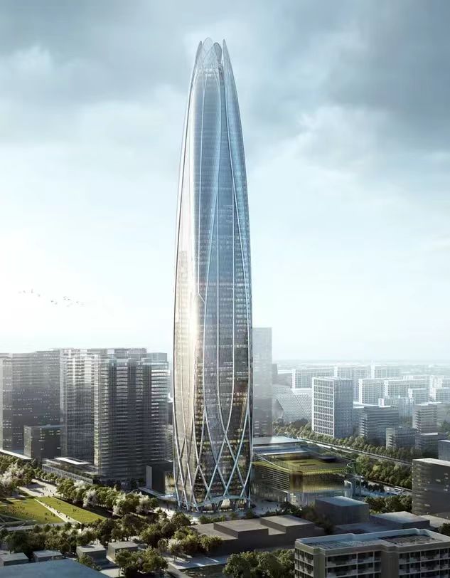 409米！浙江第一高寧波中心大廈由上海建工承建采購(gòu)寧波新寶聚供水設(shè)備有限公司寧波新寶聚不銹鋼水箱進(jìn)場(chǎng)開始安裝